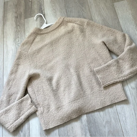 Jenni Kayne Merino Wool Boucle Boyfriend Cardigan Sweater Beige (Small) preppy - Picture 5 of 8
